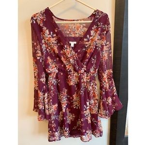 Floral Long sleeve mini dress